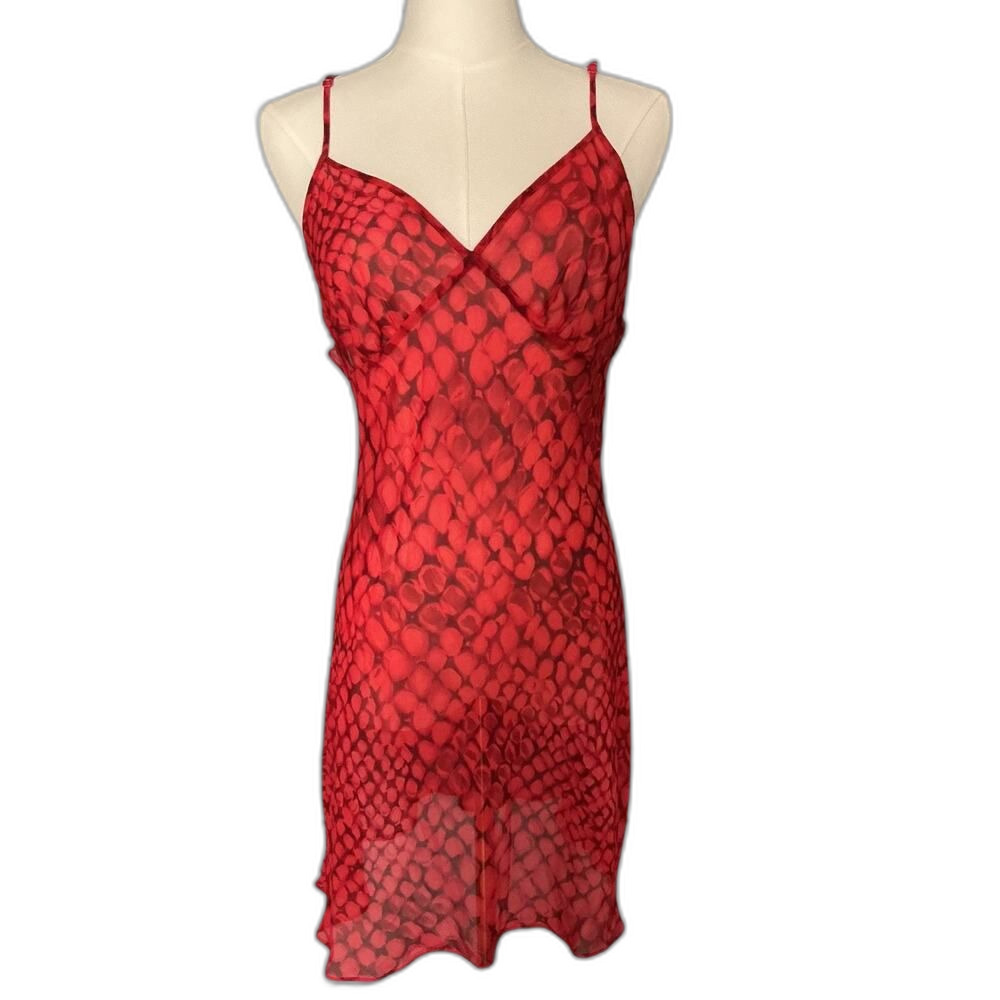 NWT RARE Vintage Victoria’s Secret Red Snake Print 100% Silk Slip Dress M